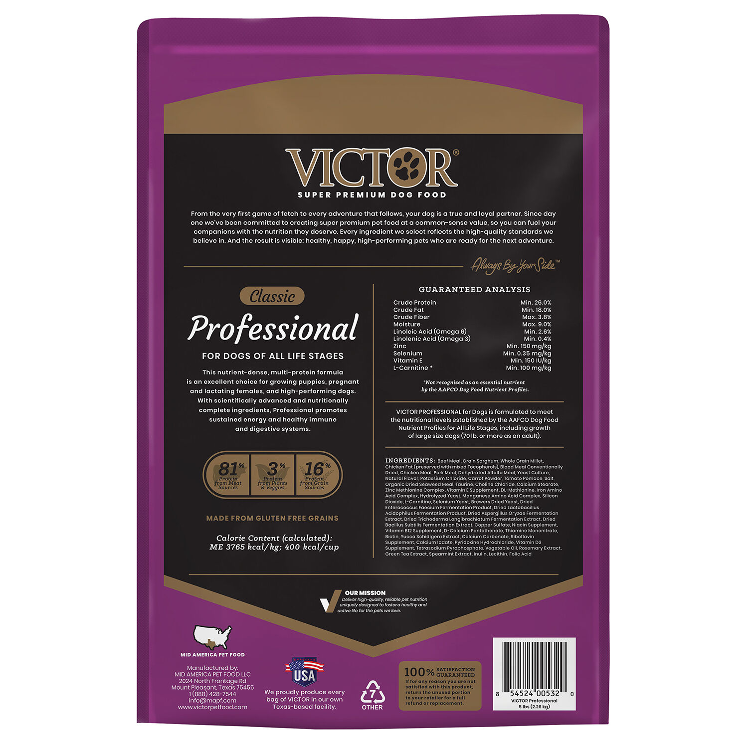 Victor Classic Professional Dry Dog Food 5 Lb Bag Food Victor