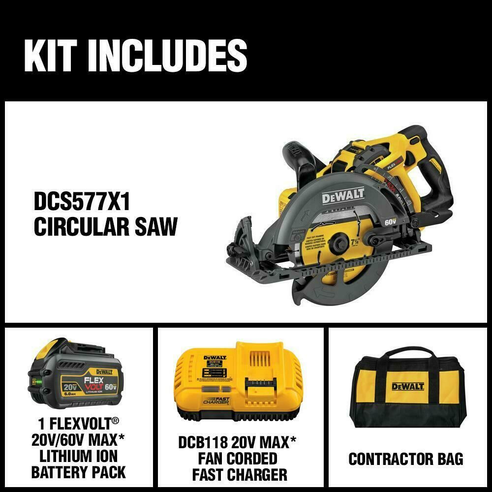 DeWALT FLEXVOLT 60V MAX 7 1 4 in. Cordless Worm Drive Style Saw