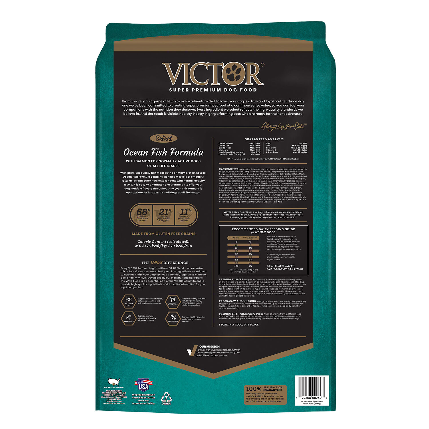 Victor Select Ocean Fish Formula Dry Dog Food 40 Lb Bag Dog