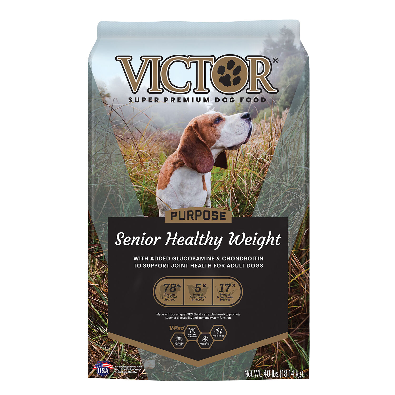 Victor Purpose Senior Healthy Weight Dry Dog Food 40 Lb Bag