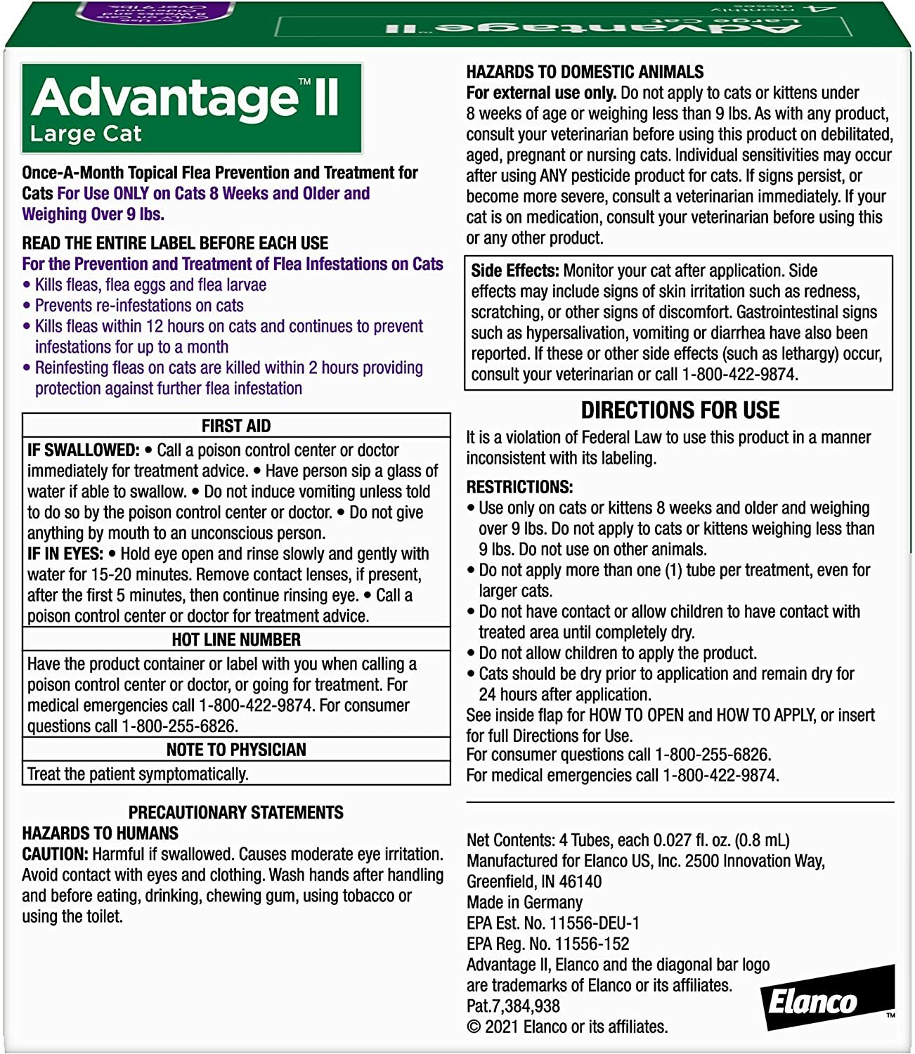 Advantage 2 large hot sale cat 4 pack