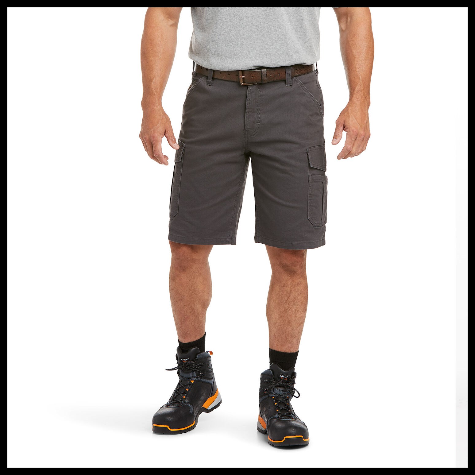 Ariat Men's Rebar DuraStretch Made Tough Cargo Short in Rebar Grey -  Jeans/Pants & Shorts, Ariat