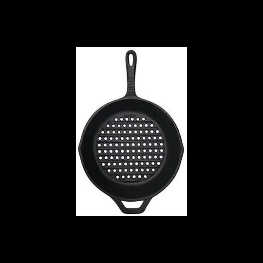 NEW Parini Grill Masters 10.25” Cast Iron Skillet Holes Outdoor