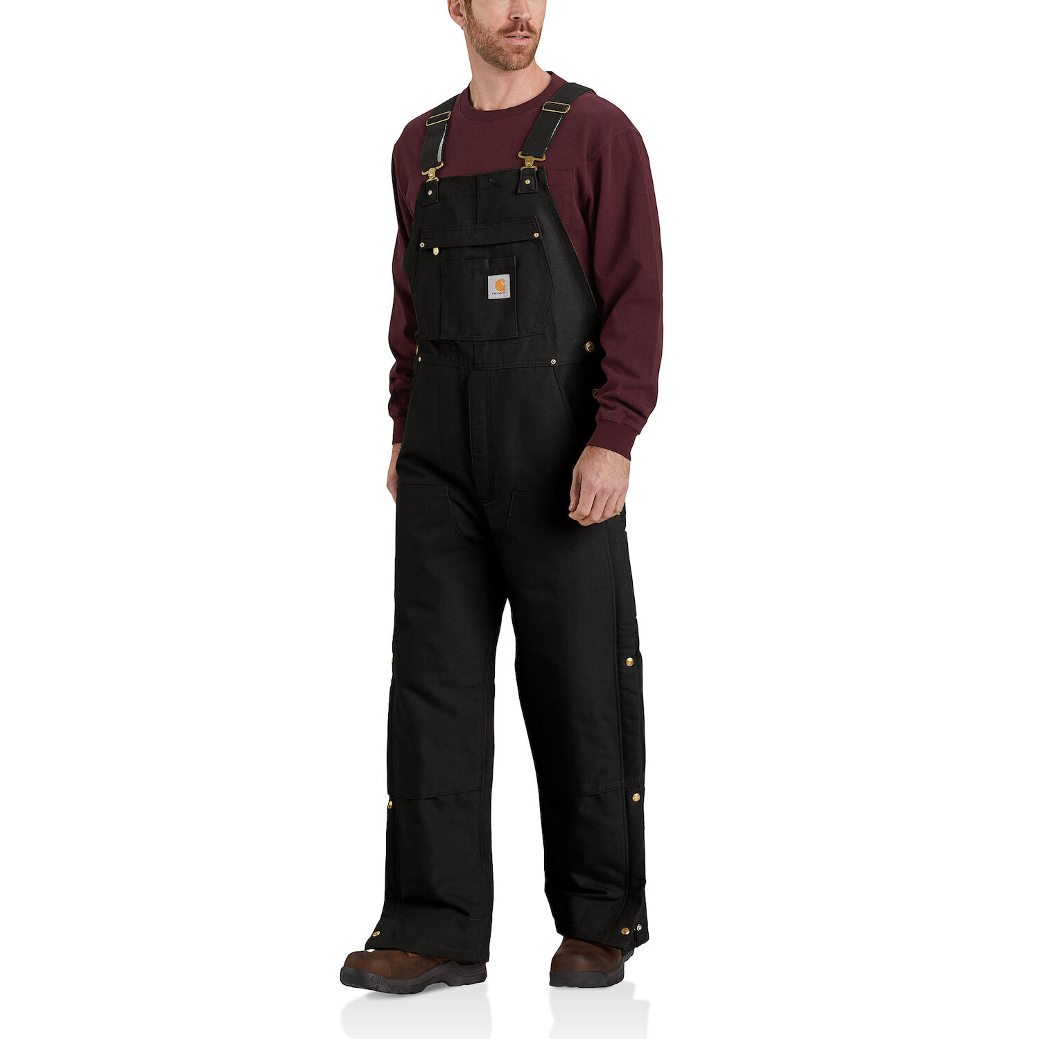 Carhartt Men's Loose Fit Firm Duck Insulated Bib Overall in Black -  Coveralls & Overalls, Carhartt