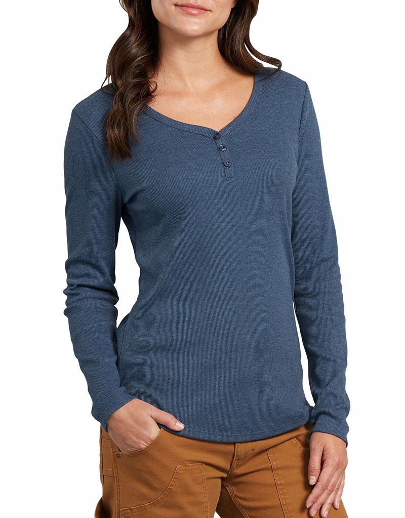 Women Falmer T-Shirts  Falmer Long Sleeve Lace Henley Top navy •  FitForFelix