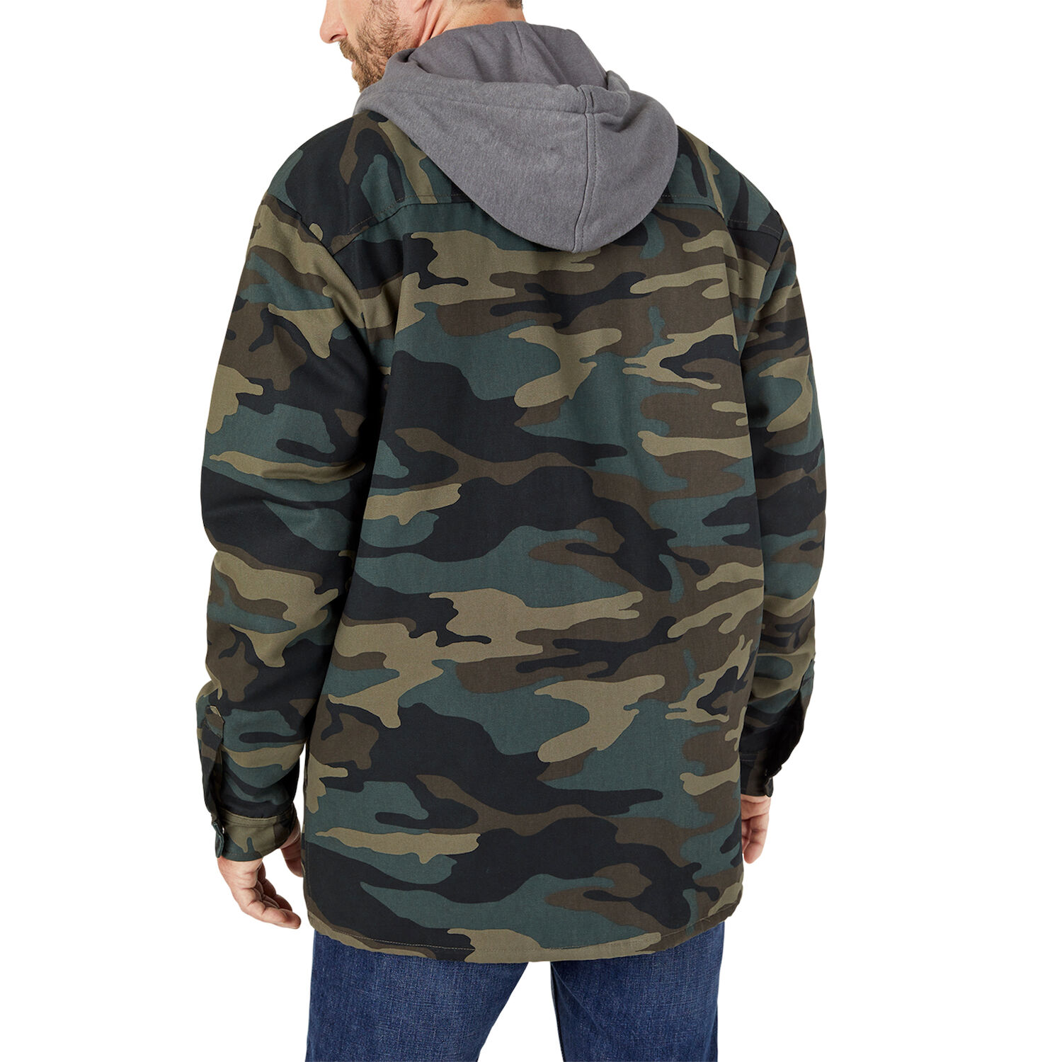 Men's Dickies Hydroshield Duck Hooded Shirt Jacket in Green Camo