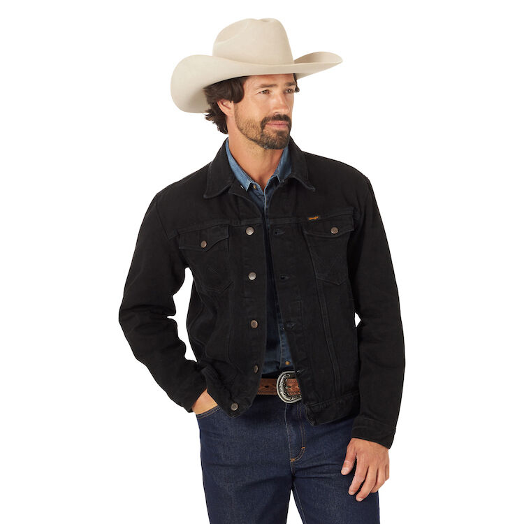 Wrangler® Men's Unlined Denim Button Jacket in Black - Outerwear