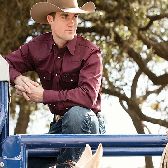 Wrangler Texas Cowboy Cut Western Long Sleeve Shirt