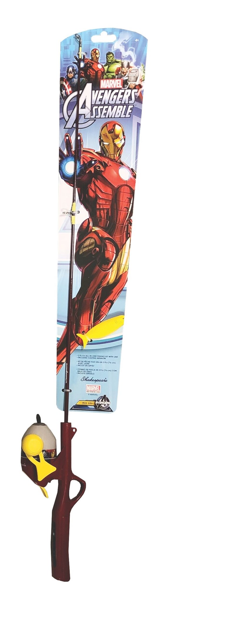 Marvel Avengers Ironman Kids Fishing Pole Rod Reel Combo Shakespeare for  Kids